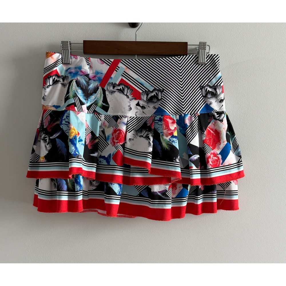 Loudmouth Golf Skort Multicolor Floral Geometric Tiered Ruffle Active Skirt L